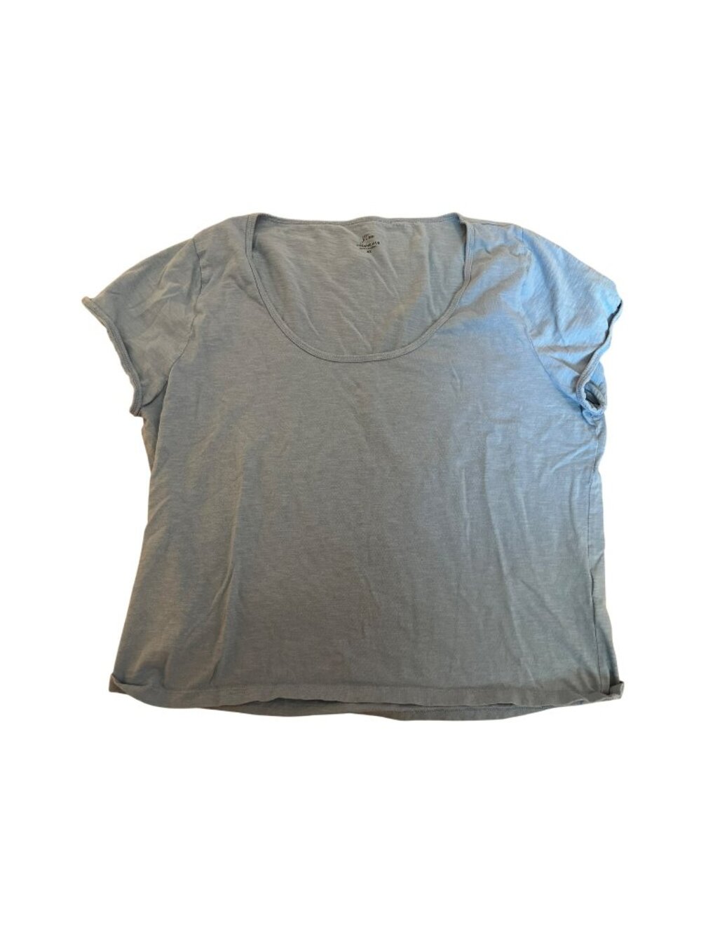 J.Crew Organic Slub Cotton Womens T-Shirt Light Blue 2X Short Sleeve Scoop Neck